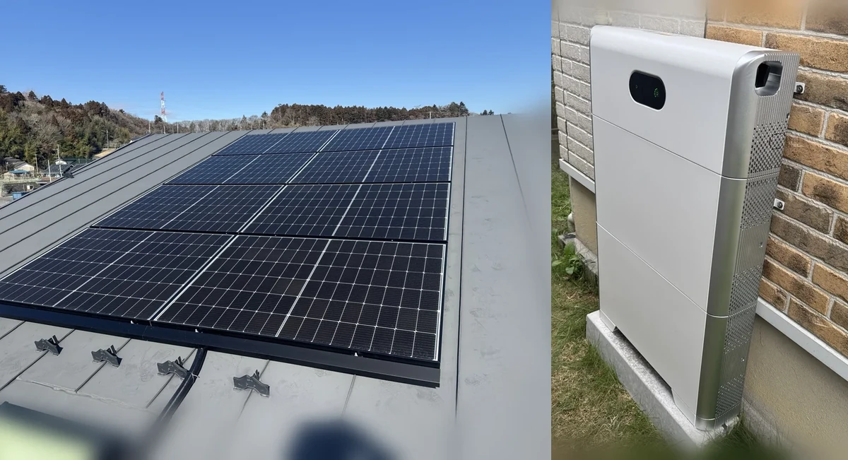 名取市でOMKが施工した太陽光パネルと蓄電池